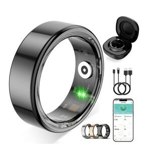 J-RING Smart Ring Women Men Size 8 Fitness Tracker SpO2 Titanium Waterproof NEW